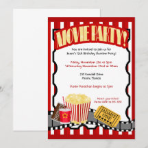 MOVIE-PARTY-Ticket Geburtstagseinladungen *Aktuali