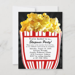 Movie Popcorn Sleepover Custom Party Einladung