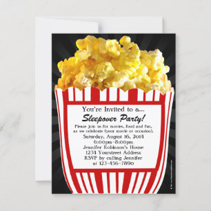 Movie Popcorn Sleepover Custom Party Einladung