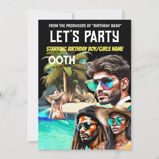 Movie Poster Island Beach Thriller DIY Geburtstag Einladung (Vorderseite)
