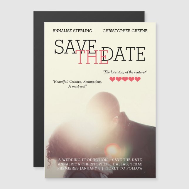 Movie Poster Save the Date Magneteinladung (Vorne/Hinten)