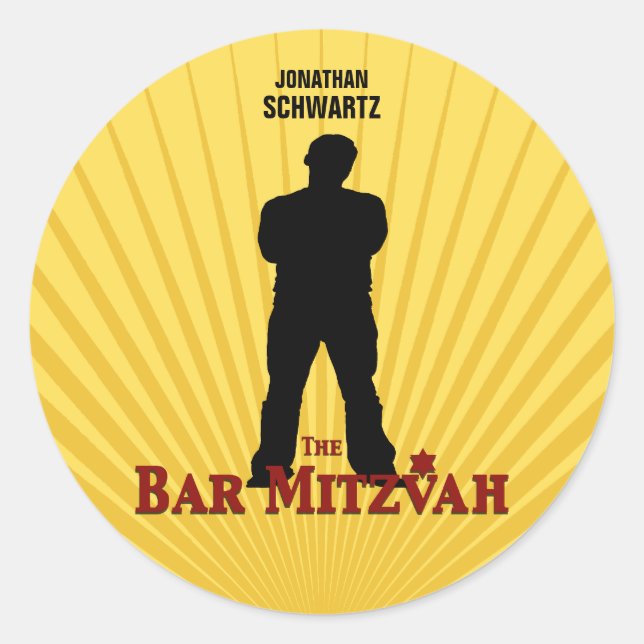 Movie Star Bar Mitzvah Sticker Gelb Blau (Vorderseite)