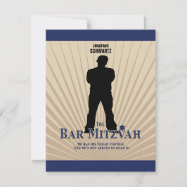 Movie Star Bar Mitzvah UAWG Reply Tan Navy Blue RSVP Karte