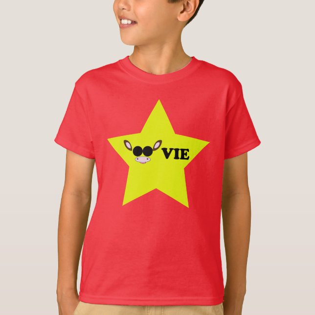 Movie Star gelbe Kuh Thema T-Shirt (Vorderseite)