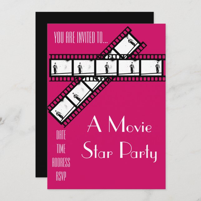 Movie Star Hollywood kleidet sich Party Einladung (Vorne/Hinten)