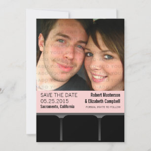 Movie Theater Foto Save the Date einladen, Rosa