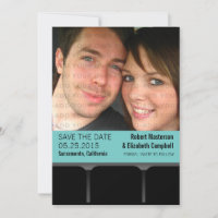 Movie Theater Foto Save the Date Einladung, Aqua