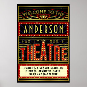 Movie Theater Marquee Zuhause Cinema Name 20 x 3 Poster