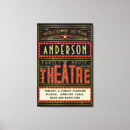 Movie Theater Marquee Zuhause Cinema | Name 24 x 3 Leinwanddruck
