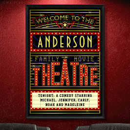 Movie Theater Marquee Zuhause Cinema | Name 24 x 3 Poster