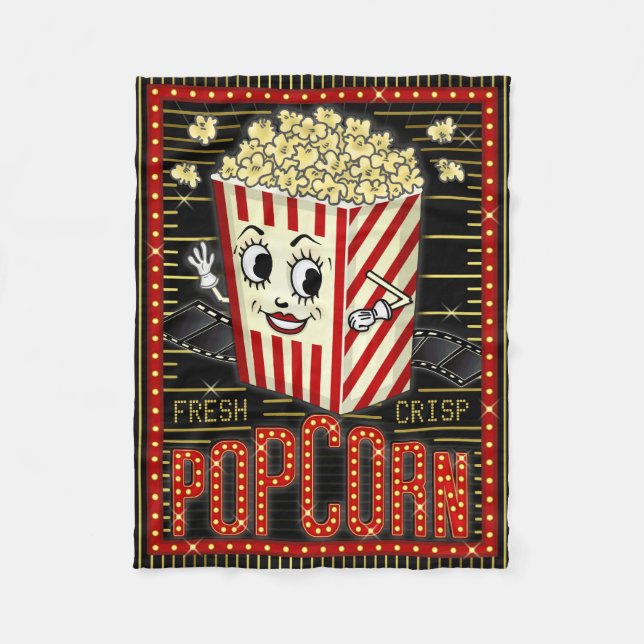 Movie Theater Marquee Zuhause Cinema Popcorn Fleecedecke (Vorderseite)