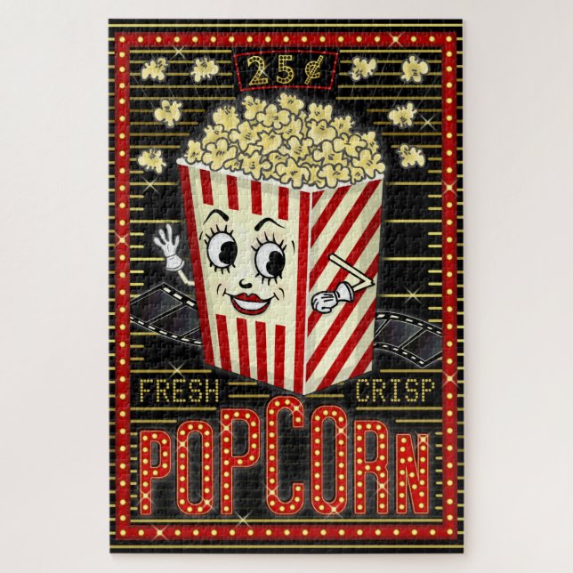 Movie Theater Marquee Zuhause Cinema Popcorn Puzzle (Vertikal)