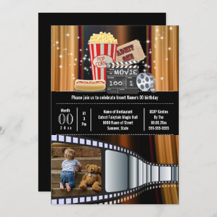 Movie Theme Foto Film Kino Popcorn Party Einladung