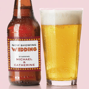 Movie Theme Wedding Marquee Sign mit Namen Bierflaschenetikett