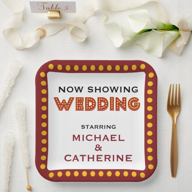 Movie Theme Wedding Marquee Sign Pappteller (Hochzeit)