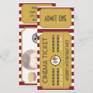 Movie Ticket Geburtstagsparty Fotoeinladung hinzuf Einladung