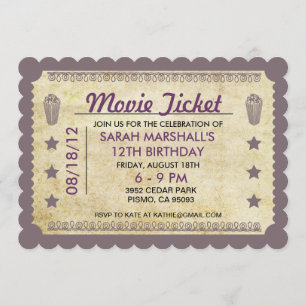 Movie Ticket Thema Einladung