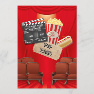 Movie VIP Popcorn Ticketklappbrett Party Einladung