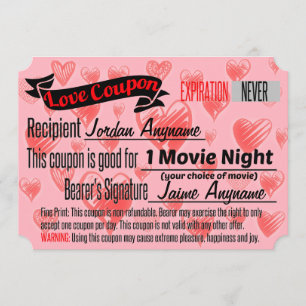 MOVIER NIGHT Liebe Coupon Einladung