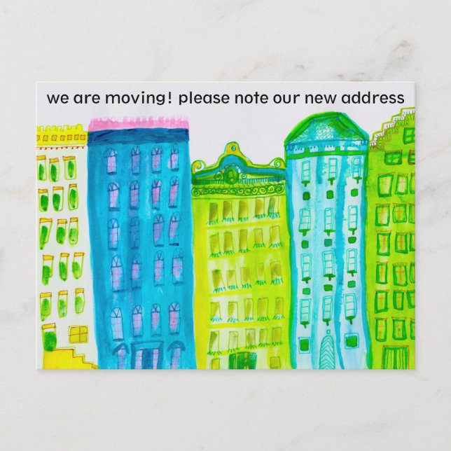 MOVING ANNOCEMENT Cityscape Apartments New York Postkarte (Vorderseite)