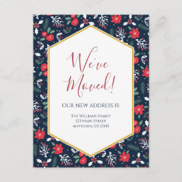 Moving Announcement Christmas Florals Postkarte