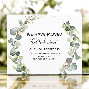 Moving Announcement Eukalyptus Greenery Wasserfarb
