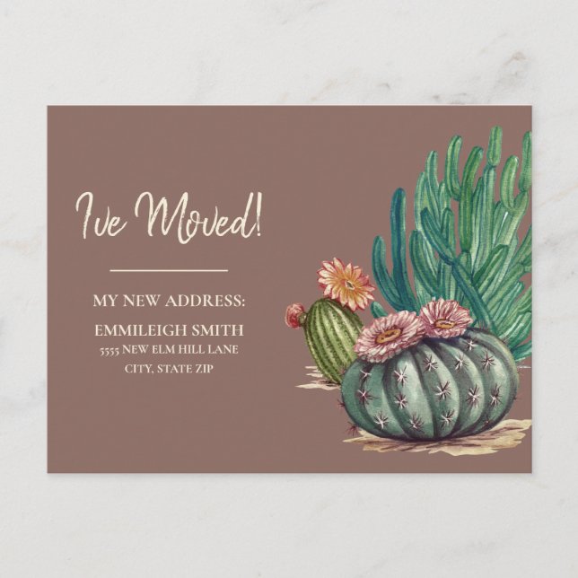 Moving Announcement Wüste Cacti Botanical Postkarte (Vorderseite)