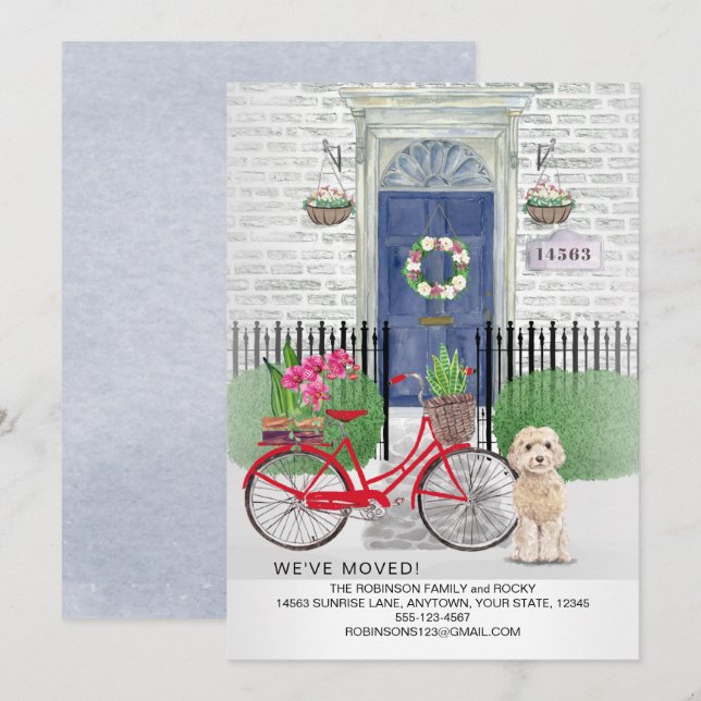 Moving Champaign Cockapoo Fahrradtür Neue Zuhause Ankündigung (Vorne/Hinten)