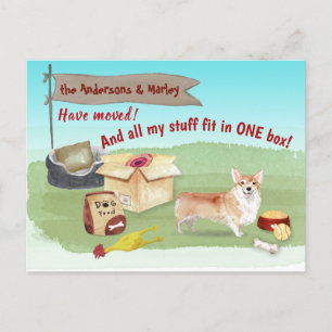 Moving Corgi Dog Toys Unsere neue Zuhause   Postkarte