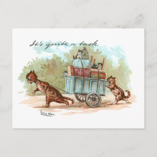 Moving House Louis Wain Postkarte