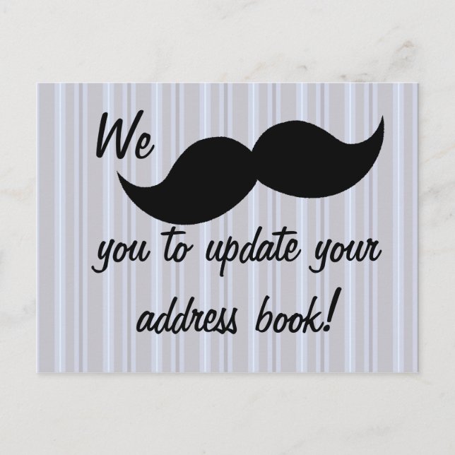 Moving Mustache Ankündigungspostkarte (Vorderseite)