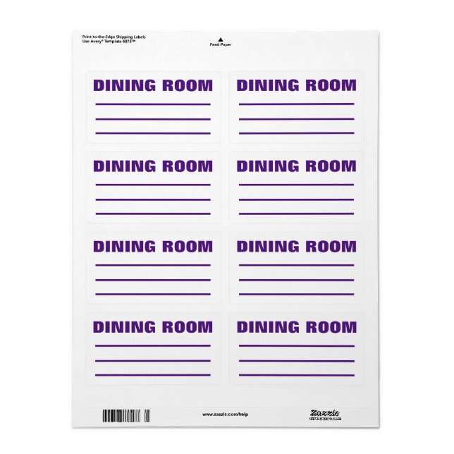 Moving Packing Organizing Labels - Dining Room (Vorne)