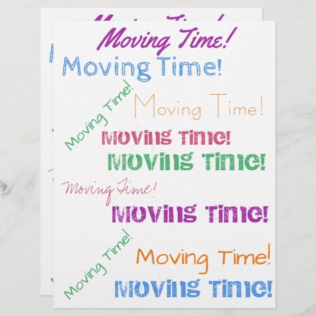 Moving Time farbenfrohe Typografie Muster (Vorne/Hinten)