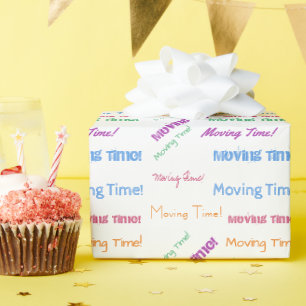 Moving Time farbenfrohe Typografie Muster Geschenkpapier