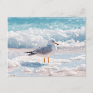Möwe am Strand Küstenkunst-Postkarte Postkarte