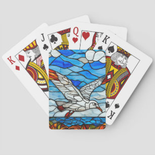 Möwe Buntglas Spielkarten