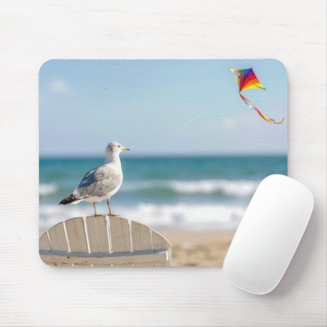 Möwe fliegt einen Drachen Mousepad (Mit Mouse)