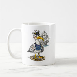 Möwe Matrose mit Seil und Schiffshintergrund Kaffeetasse