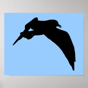 Möwe-Silhouette in schwarz gleitet durch den Himme Poster