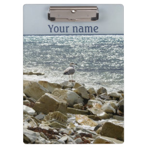 Möwe und Meeresbrandung Klemmbrett
