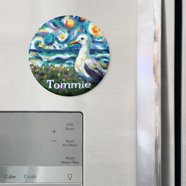 Möwe Van Gogh Stil Strand Personalisiert Magnet (In Situ (Kühlschrank))