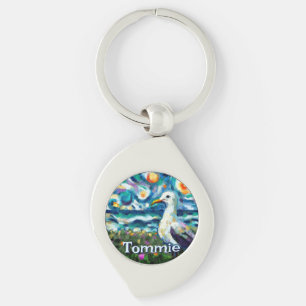 Möwe Van Gogh Stil Strand Personalisiert Schlüsselanhänger
