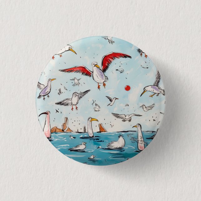 Möwe, Vogel, fliegende Vögel  Button (Vorderseite)