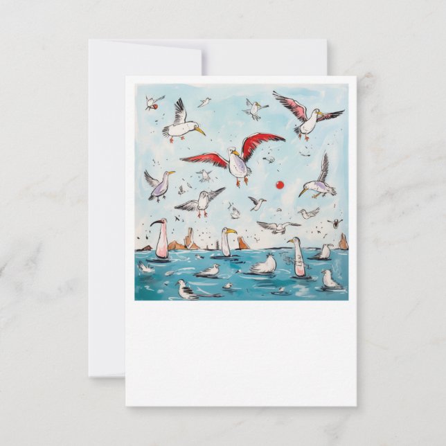 Möwe, Vogel, fliegende Vögel  Dankeskarte (Vorderseite)