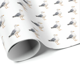 Möwe Vogel Strand Ozean Küste Aquarell Geschenkpapier