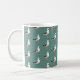 Möwe Vogel Strand Ozean Küste Grün Aquarell Kaffeetasse