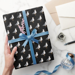 Möwe Vogel Strand Ozean Küste Schwarze Wasserfarbe Geschenkpapier