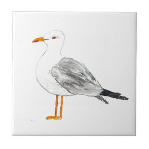 Möwe Vogel Wildlife Wasserfarben Kunst Süße Meeres Fliese