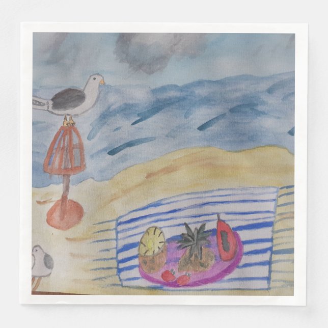 Möwen am Strand Serviette (Vorderseite)