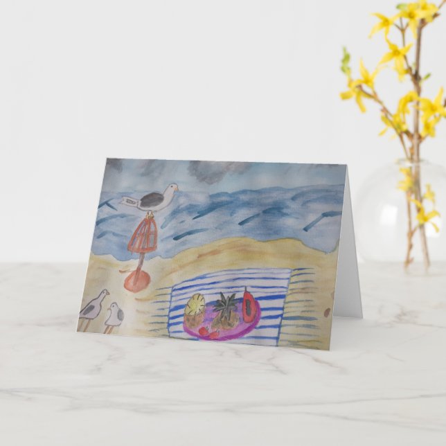 Möwen auf der Beach Grußkarte Karte (Gelbe Blume)